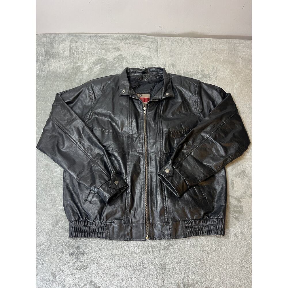Vtg Cooper Sportswear Genuine Black Leather Jacket Men's MT Medium Tall Bomber